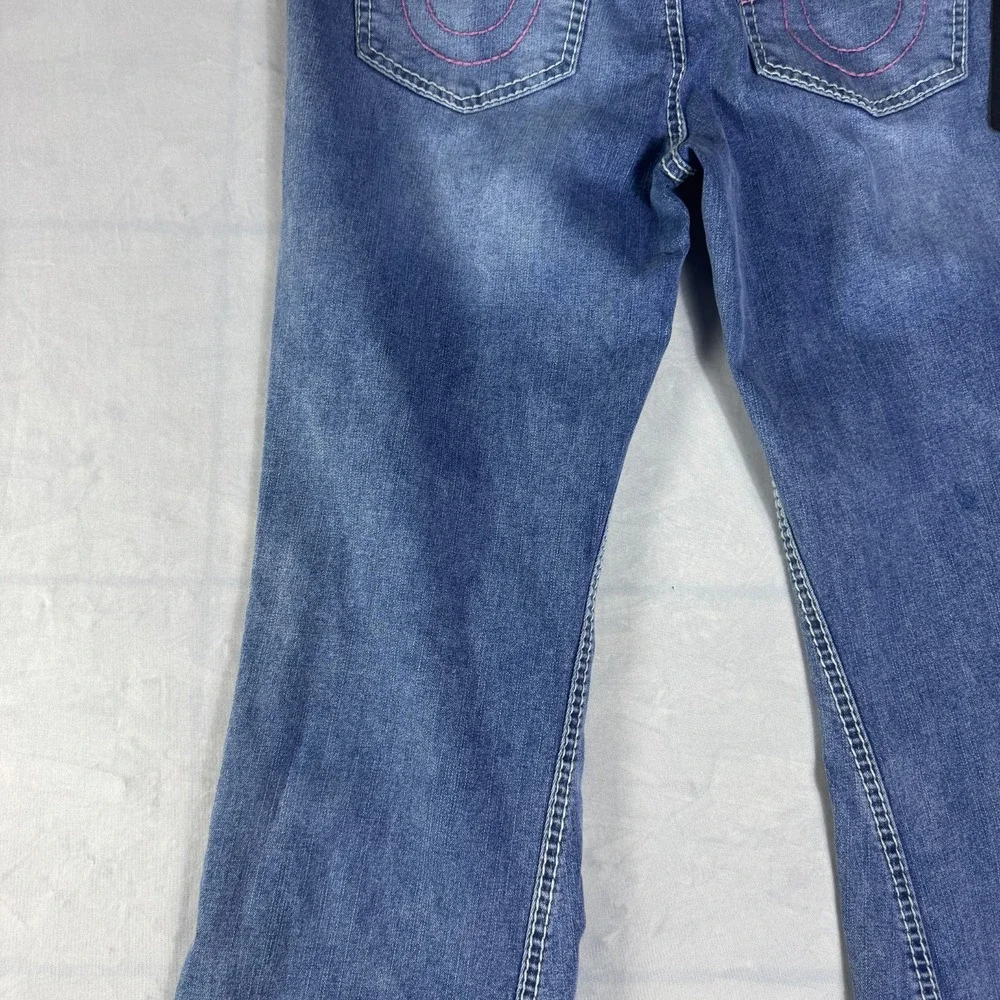NWT True Religion Joey Womens Flare Jeans Blue Denim Mid Rise Flap Pockets 29‎